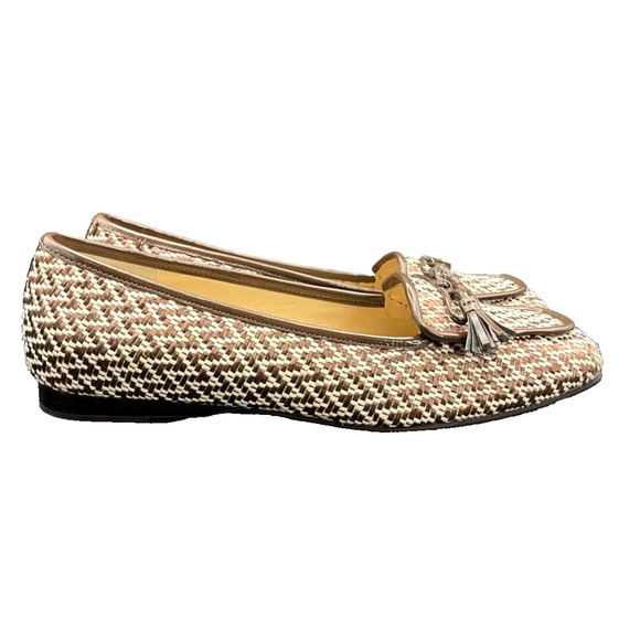 Pre-owned Enzo Angiolini Flats Loafers Women's Slip-On Brown White Flats Size 8 - Picture 3 of 9